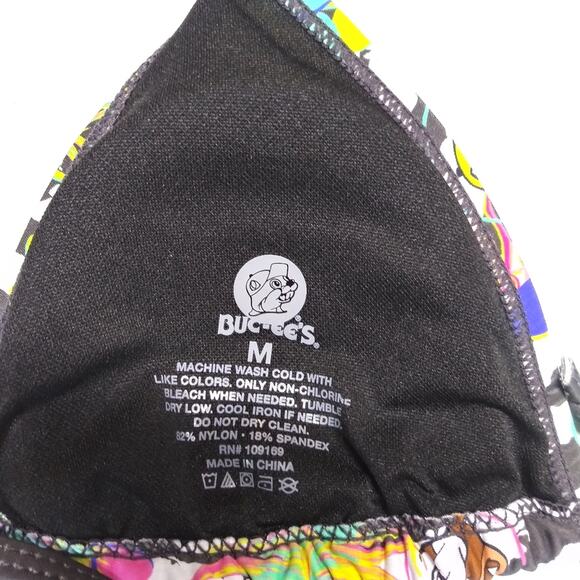 Buc-Ees Colorful Floral Triangle Bikini Top Novelty Size M - Picture 5 of 5